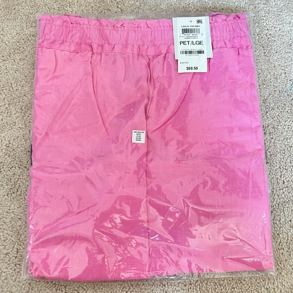 Charter Club Linen Cropped Pull-On Pink Bubble Bath Pants - Size LP - Picture 7 of 8
